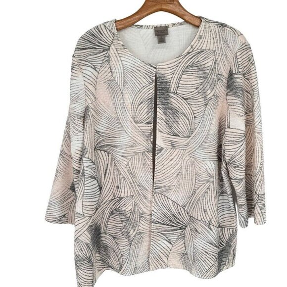 Chico's 2 Easywear womens knit Cardigan Jacket pink gray Crinkle size large - Picture 1 of 11